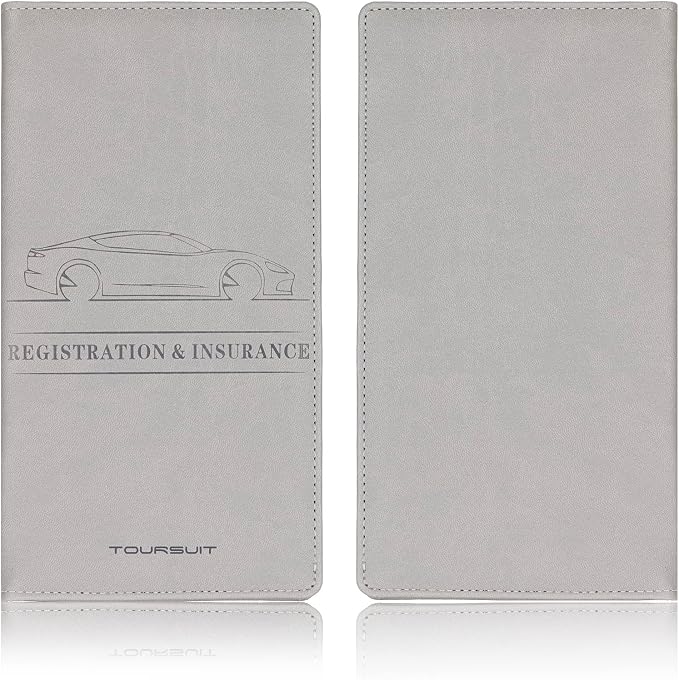 TOURSUIT Car Registration & Insurance Card Holder, Grey | Vehicle License Document Organizer, Glove Box Compartment, Interior Car Accessories, For Women Men - Image 3