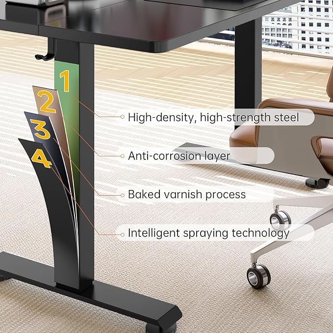 Veken Standing Desk, 63×23.6 Inch Electric Gaming Table, Black | Height Adjustable Sit Stand Up Computer Tables for Home Office, Study , Writing, Suit students, employees and group work - Image 6