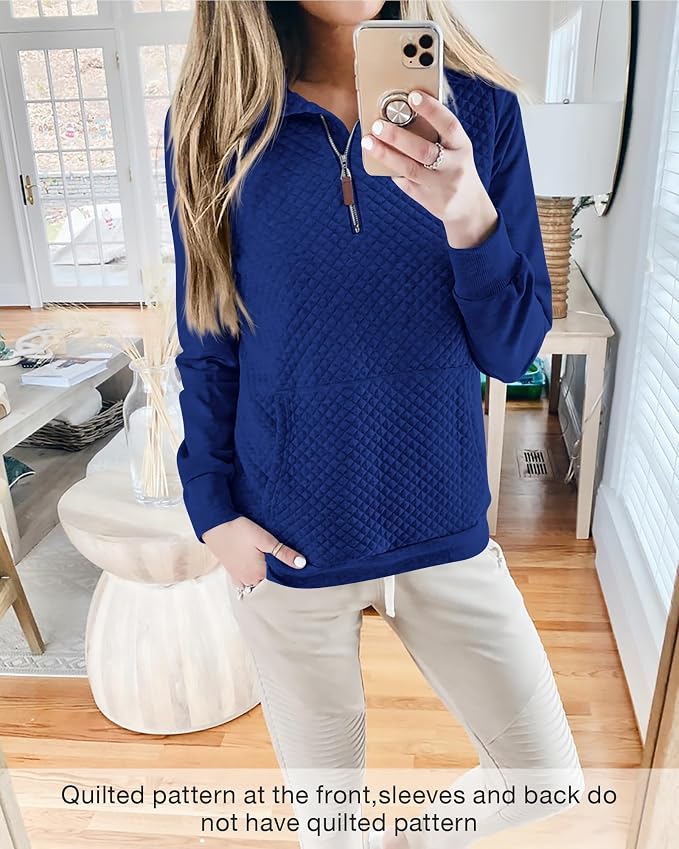 BTFBM Women Fashion Quilted Pattern Lightweight Zipper Long Sleeve Plain Casual Ladies Sweatshirts Pullovers Shirts Tops - Image 2