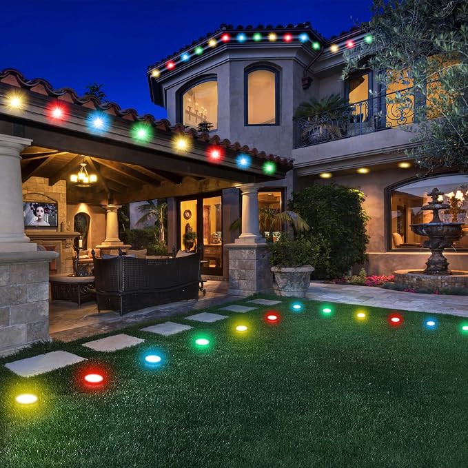 150 FT 2-in-1 Eaves & Ground Stakes LED String Lights, Outdoor RGB Light with App & Remote Control for House, Garden, and Landscape, Waterproof Smart Color-Changing Lighting for Holiday Everyday Decor - Image 7