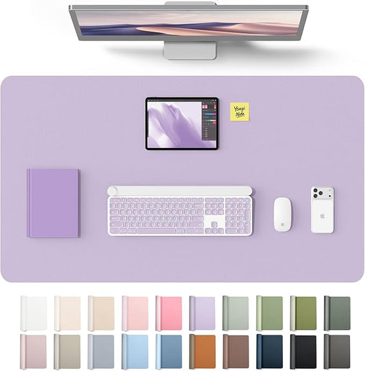 YSAGi Leather Desk Protector, Office Mat, Large Mouse Mat, Non-Slip PU Leather Blotter, Laptop Desk Mat, Waterproof Writing Pad for Office and Home(Light Purple, 40" x 24") by YSAGi