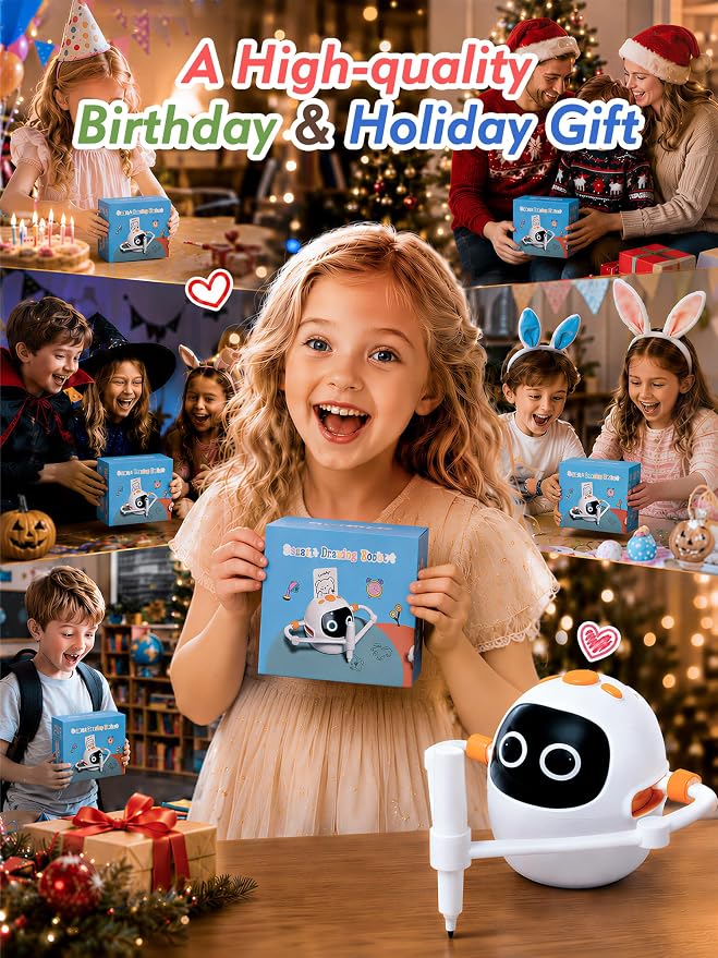 Drawing Robot Toys for Kids, 220 Flash Cards Gift for 3-8 Years Old Boys Girls, Montessori Doodle Art Painting with Voice Interactive for Beginners, Birthday (Pink) - Image 7