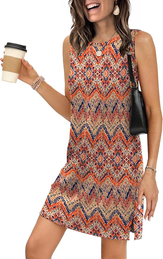 WIHOLL Casual Dresses for Women Crewneck Sleeveless Tank Dress Summer Spring Boho Vacation Clothes - Image 2