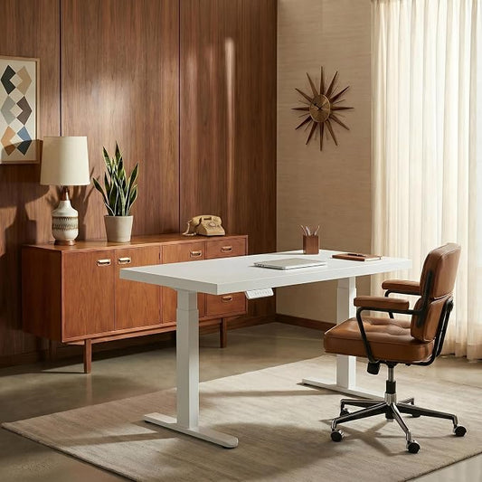 ErGear Electric Standing Desk, 48 Inch Adjustable Height Sit Stand Up Desk with 1.18" Thickness Whole-Piece Desktop, Computer Office Desk for Home Office, White by ErGear