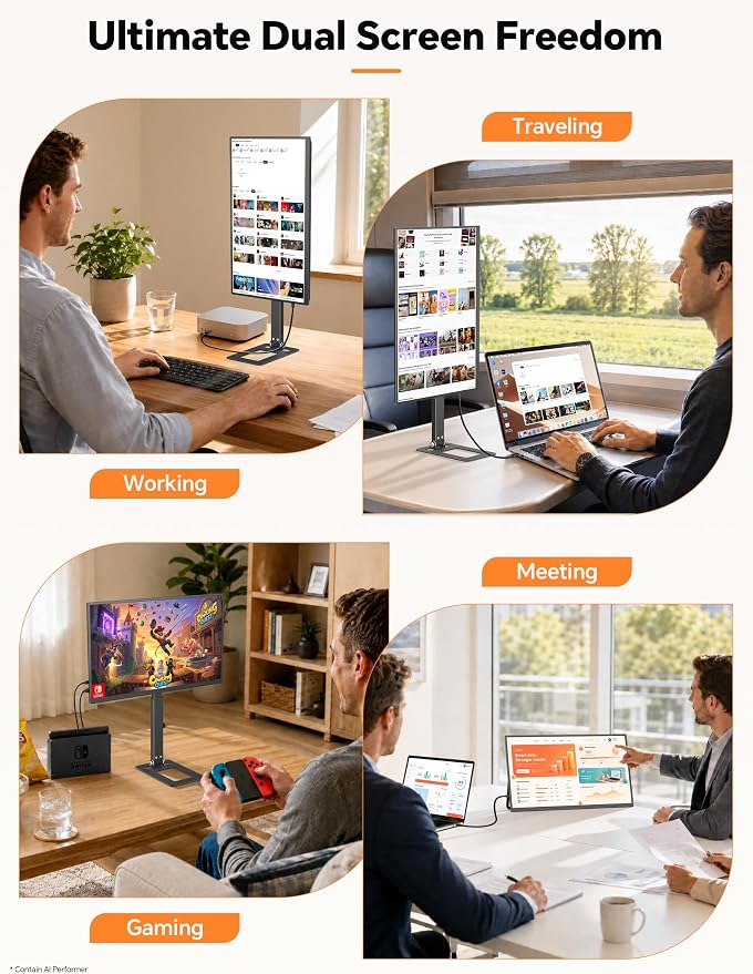 HotYeah Travel Portable Monitor with Stand, w/Magnetic Stand & Speaker | 15.6" 1080P 125% sRGB USB-C HDMI HDR External Display, 2nd Screen for Laptop MacBook Computer Phone Tablet Switch PS5 Xbox - Image 8