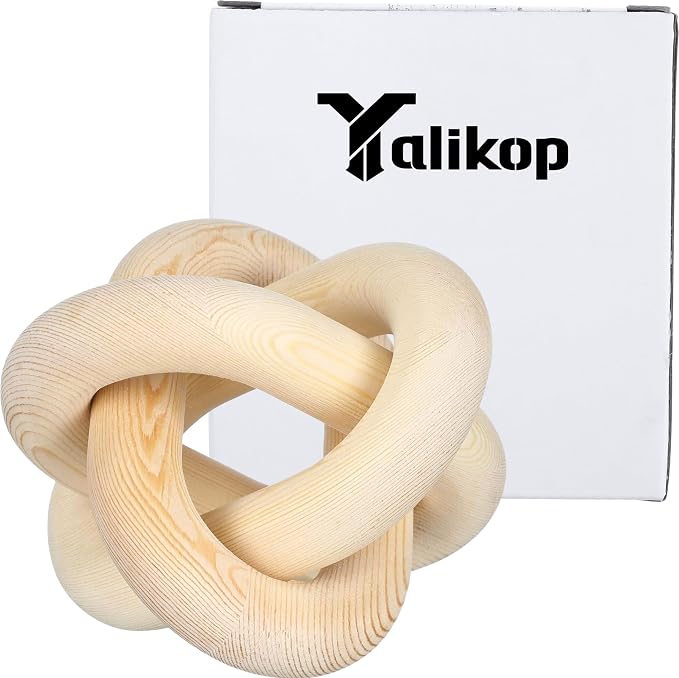 Yalikop 3 Link Wood Knot Decor Rustic Home Décor Accents Hand Carved Coffee Table Decoration, Boho Chain Link Decoration, Modern Shelf, Rustic Objects for Home Living Room Bedroom(Natural) - Image 8