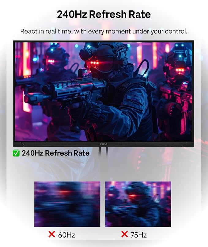 Pixio PX249 Wave 24 inch 240Hz Refresh Rate FHD 1080p Resolution Fast IPS Panel 1ms GTG Response Time Built-in Speakers Gaming Monitor with Adaptive Sync - Image 3