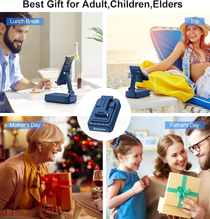 Gifts for Men Women, Bluetooth Speaker Phone Stand with Charging Function 360° Rotable Adjustable Cell Phone Holder HD Surround Sound for Desk Fits All Phones,Tablet (Blue) - Image 6