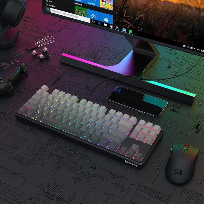 Redragon K707 HE Rapid Trigger Gaming Keyboard, 87 Keys TKL Wired Mechanical Keyboard w/Hyper-Fast Actuation Hall Effect Magnetic Switch, Actuation Point Adjustable, Side Printed PBT Gradient Keycaps - Image 8