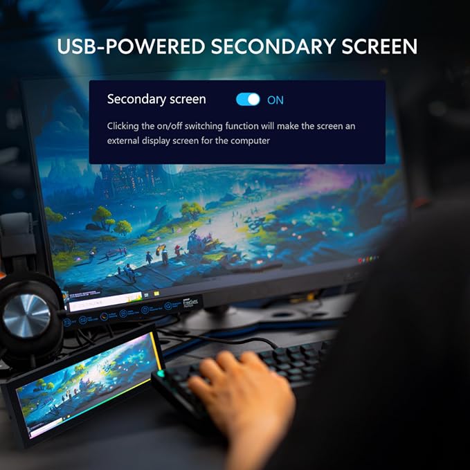 Lian Li 8.8" Universal Screen for PC - Adjustable Mounting for Any Computer Setup - Customizable ARGB Frame - PC Temperature Display Panel - LCD Screen Display - Mini Monitor - SM088X (US88 v1 Black) - Image 8