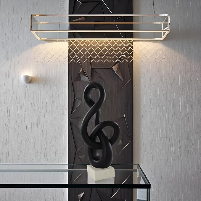 16" Modern Abstract Ribbon Decorative Sculpture, Knot Sculptures,Home Decor,Coffee Table Statues,Dining Living Room Desk Decor,Musical Note,Black - Image 2