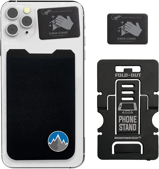 Phone Wallet - Adhesive Card Holder - Cell Phone Pouch - Stick on Lycra Pocket by Gecko - Carry Credit Cards and Cash by GeckoTravelTech