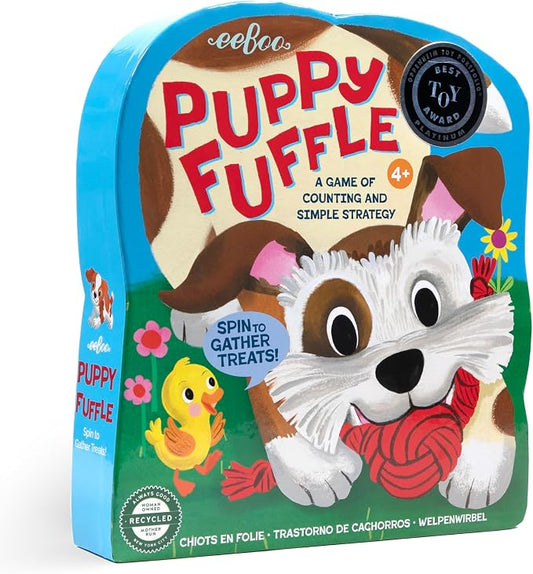 eeBoo: Puppy Fuffle - A Game of Counting & Simple Strategy, Kids Spinner Board Game, Collect Toys & Treats, Preschool, Ages 4+, 2-4 Players, 15-25 Min by eeBoo