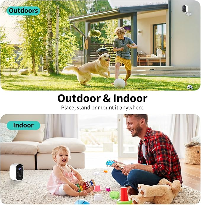 2K UHD Smart Wireless Security Camera Indoor/Outdoor,Battery Powered WiFi Camera with Color Night Vision, Motion Detection, 2-Way Audio, Weatherproof, Cloud/SD Storage for Home Security (2.4GHz Only) - Image 8