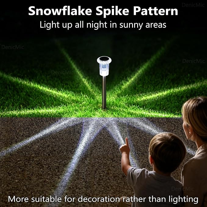 DenicMic Solar Lights Outdoor 10 Pack Waterproof 6000K Cold White LED Stainless Steel Stake Outside Lights for Yard Pathway Garden Driveway Walkway Landscape Path Lighting - Image 6