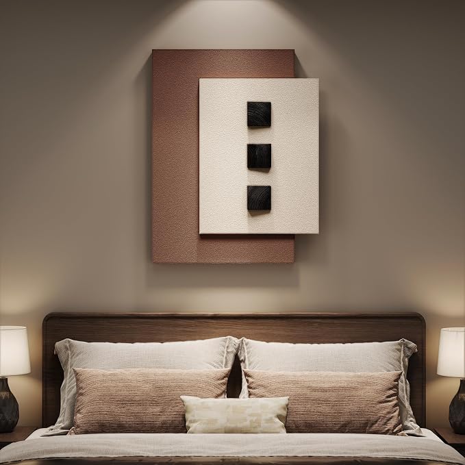 Cuspin Modern 3D Wood Wall Art for Living Room, Neutral Minimalist Textured Artwork for Walls, Beige Brown Paintings Wall Decor for Bedroom Dining Room Hallway - Image 6
