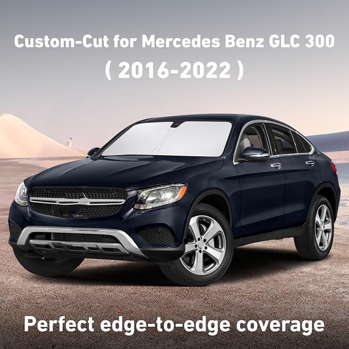 EcoNour Windshield Sunshade Compatible for Mercedes Benz GLC300 2016-2020 2021 2022, Sun Visor for Front Windshield & Window Sun Shade Cover, UV Heat Blocker & Protector, Car Accessories - Image 2