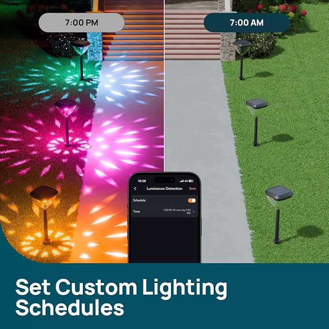 Linkind Smart Solar Pathway Lights SP6, in-App Pattern Switching Solar Lights Outdoor, USB&Solar Charging, Cool/Warm White/Color-Changing Landscape Lighting, Easter Decor for Yard, Patio, 1 Pack - Image 7