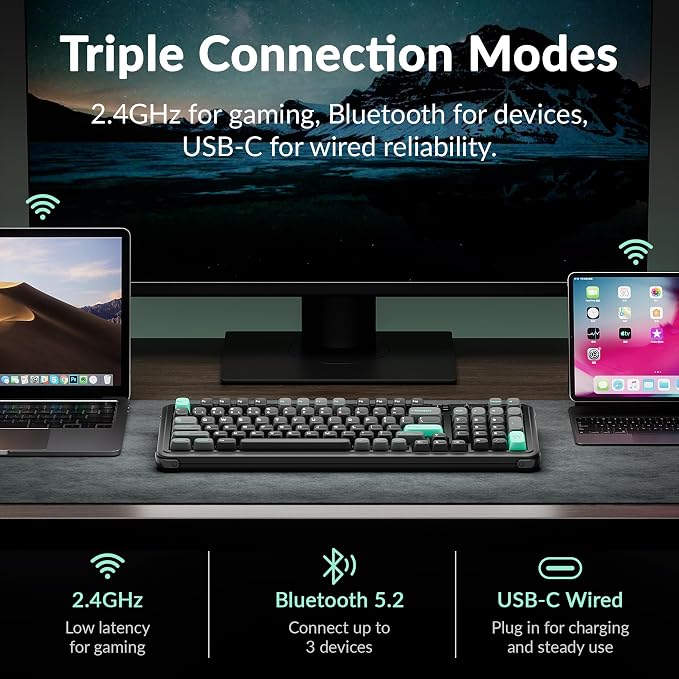 Keychron J14 HE Wireless Magnetic Switch Keyboard, 96% Gaming | Numpad and Knob, TMR Switches, 2.4GHz/Bluetooth/USB-C, Launcher Web, PBT Keycaps, Per-Key RGB, 4000mAh, macOS/Windows/Linux - Image 4