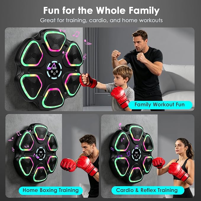 OurStarry Smart Music Boxing Machine for Adults and Kids, Wall Mounted Punching Trainer with Boxing Gloves, LED Electronic Target, 9 Modes and 9 Speeds, Home Gym Workout Equipment - Image 7