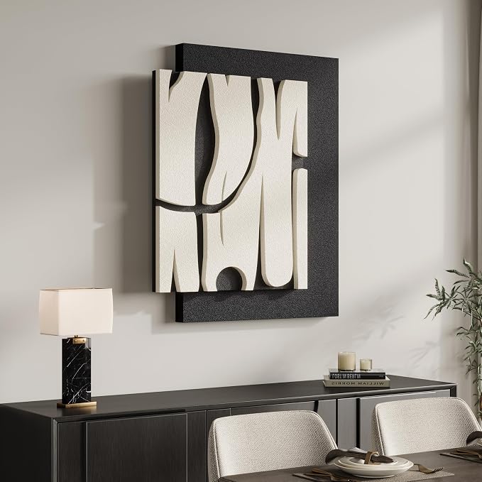 Cuspin Black and White Abstract Wall Art for Living Room, Modern Minimalist Geometric Artwork for Walls, Contemporary 3D Textured Paintings Wall Decor for Bedroom Dining Room Hallway Office - Image 5