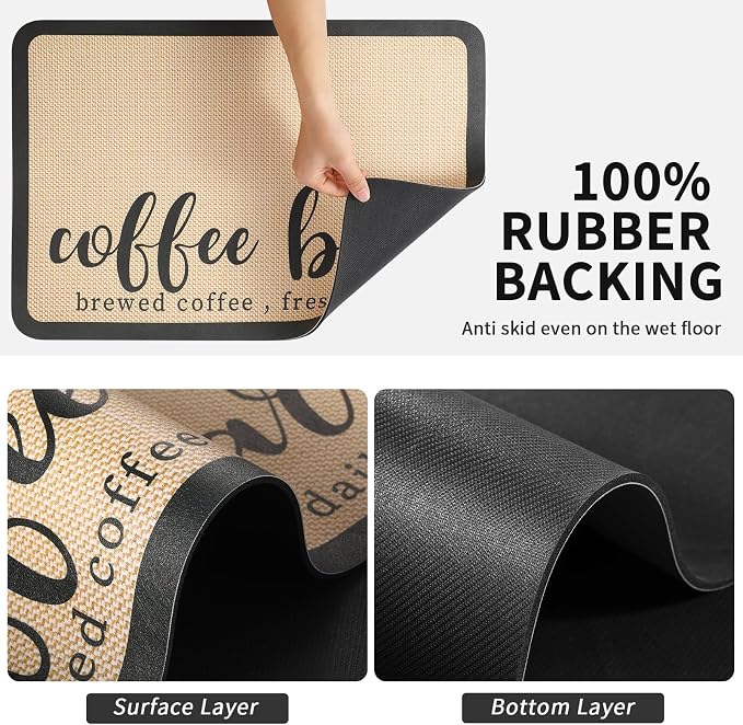 HotLive Coffee Mat - Absorbent Hide Stain Rubber Backed Dish Drying Mat for Kitchen Counter - Bar Mats for Countertops Accessories Fit Under Coffee Maker Espresso Machine - Image 6