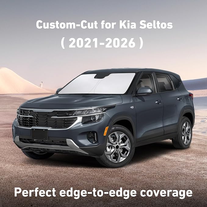 EcoNour Windshield Sunshade Compatible for Kia Seltos 2021-2024 2025 2026, Sun Visor for Front Windshield & Window Sun Shade Cover, UV Heat Blocker & Protector, Car Accessories - Image 2