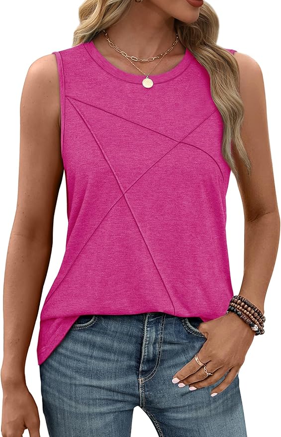 WIHOLL Women's Sleeveless Summer Crewneck Loose Fit Tank Tops - Image 4