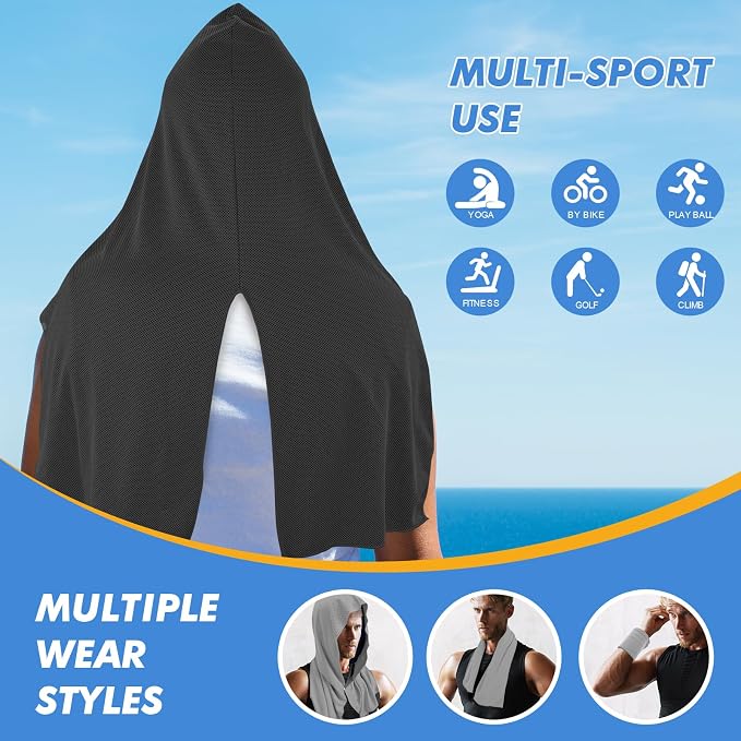 CSITE 3 Pack Cooling Hoodie Towels for Neck and Face, UPF 50 Sun Protection & Instant Cooling, Ice Towels for Hot Weather, Soft Breathable Towel for Sport, Work Out, Gym, Camping & More Activities - Image 5