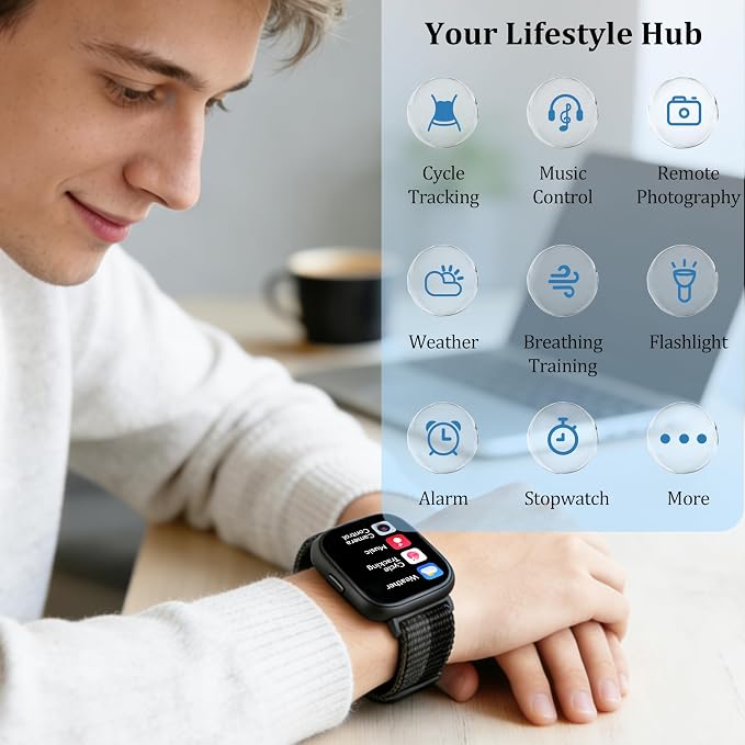 Smart Watch for Women Men, 2026 Upgrade Smartwatch [2 Bands, 44mm case], 1.83" Fitness Tracker Watch Alexa Built-in, Make/Answer Call, HR Sleep Stress Monitor, IP68 Waterproof Step Counter Watch - Image 7
