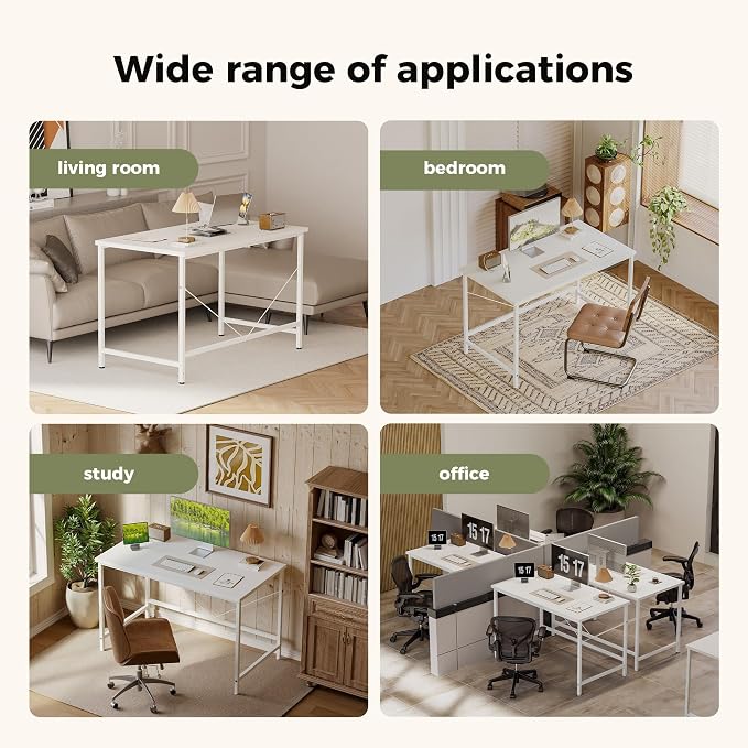 Mericonia 32x16 Inch Computer Desk, 0.6" Thick Small Office Table | Modern Simple Style, Small Study & Writing Table for Home Bedroom Work, White - Image 5