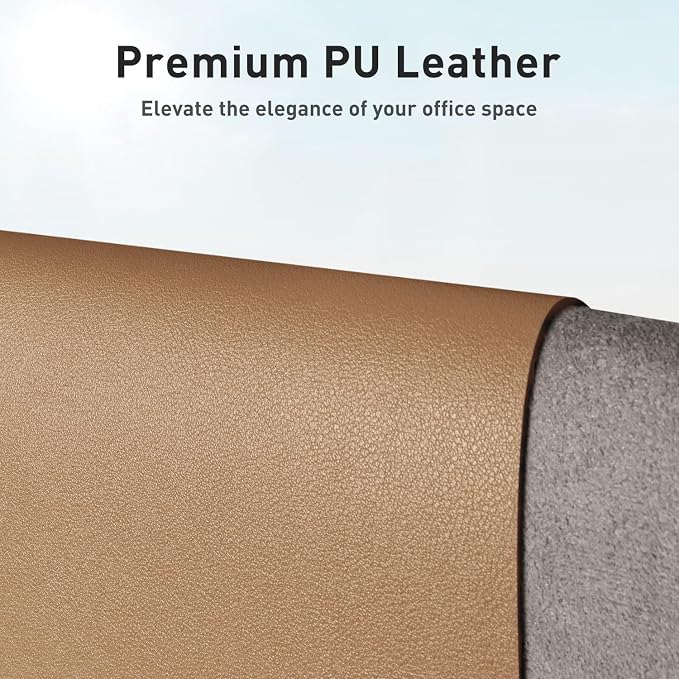 Aothia Faux Leather Desk Mat, Waterproof Desk Pad (Khaki, 23.6" x 13.7") | One large surface for your keyboard, laptop and mouse, reducing desktop clutter without a separate mouse pad - Image 2