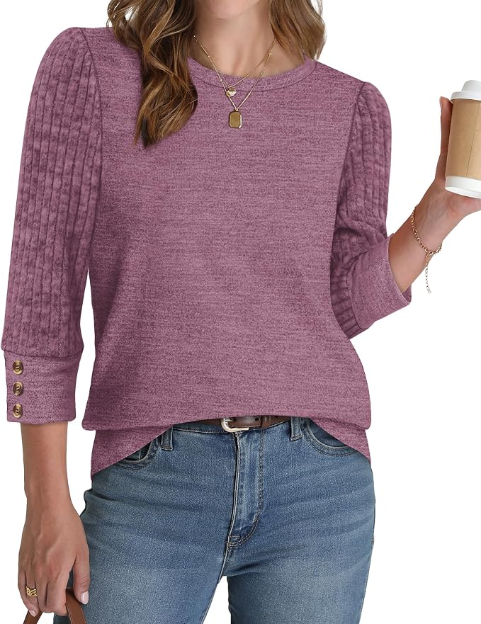 WIHOLL 3/4 Length Sleeve Womens Tops Sweaters Shirts Lightweight Spring Outfits 2026 Winter Clothing S-2XL - Image 2