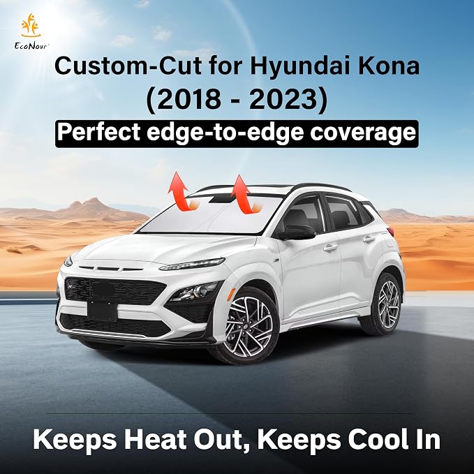 EcoNour Windshield Sunshade Compatible for Hyundai Kona 2018-2021 2022 2023, Sun Visor for Front Windshield & Window Sun Shade Cover, UV Heat Blocker & Protector, Car Accessories - Image 2