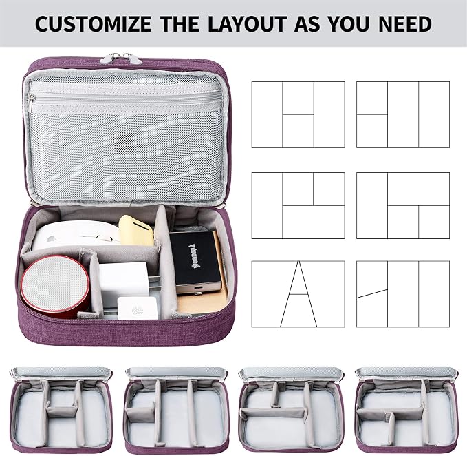 Lanola Travel Cable Organizer Bag, Electronic Accessories Case Portable Double Layer Cable Storage Bag for Cord, Charger, Flash Drive, Phone, SD Card,Personal Items - (Purple) - Image 4
