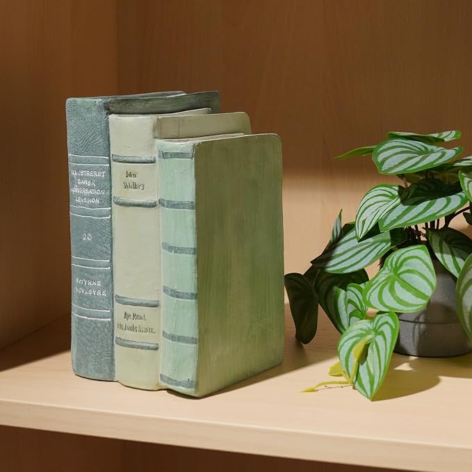 Guichifun Decorative Books Living Room Décor - Resin Sage Green Faux Books Fake Modern Home Decoration for Bookshelf Coffee Table Décor 5.5 x 4.5 x 7.5 Inch - Image 2