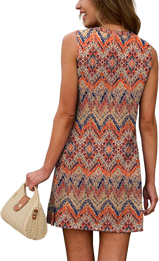 WIHOLL Casual Dresses for Women Crewneck Sleeveless Tank Dress Summer Spring Boho Vacation Clothes - Image 5