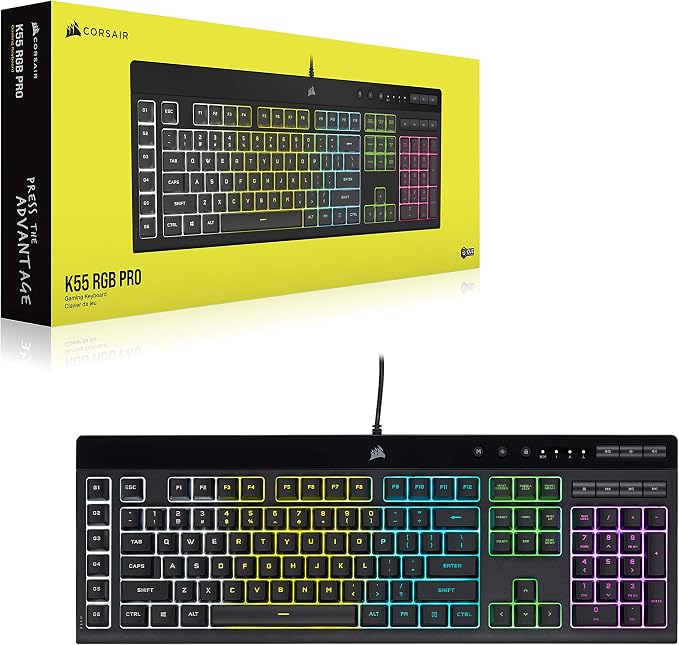 Corsair K55 RGB PRO Membrane Wired Gaming Keyboard – IP42 Dust and Spill-Resistant – 6 Macro Keys with Elgato Integration – iCUE Compatible – QWERTY NA – PC, Mac, Xbox – Black - Image 8