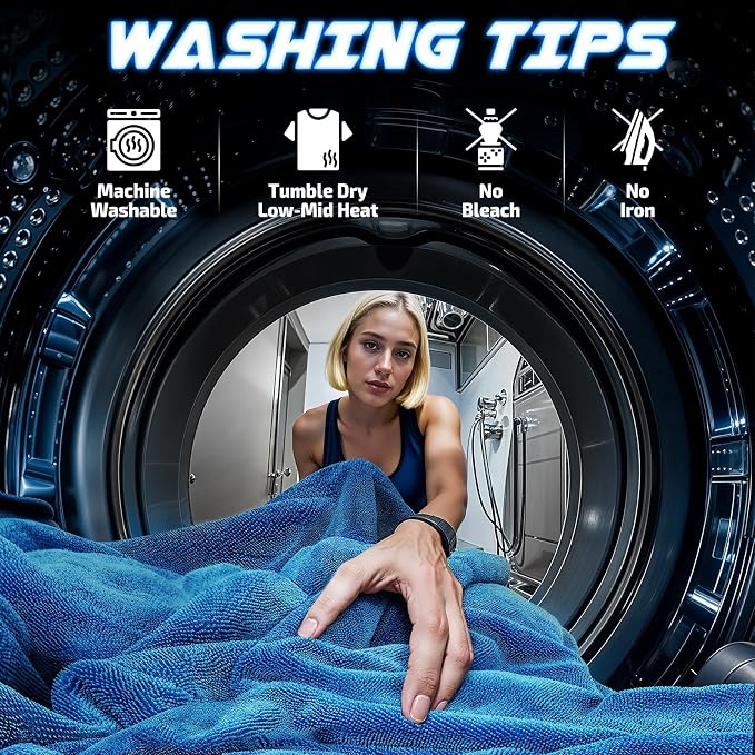 SMINDER 2-Pack 1200 GSM Car Drying Towels – Microfiber Towels for Cars (36" x 24"), Ultra-Absorbent, Streak-Free, Scratch-Free, No Water Spots, Double-Twist Pile & Edgeless Design(Blue) - Image 7