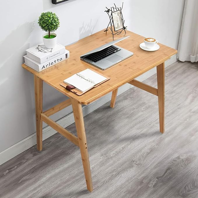 Nnewvante 31.5" Bamboo Writing Desk, Home Office Computer Desk with Drawer | Compact Modern Simple Style, Study Table with Storage for Small Spaces by Nnewvante