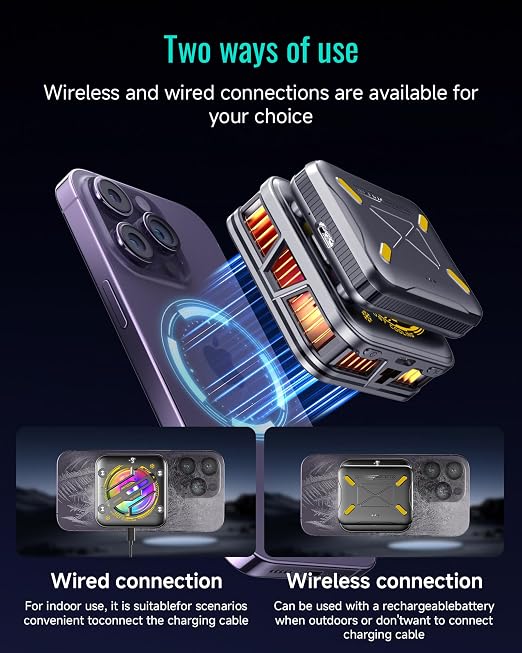 Magnetic Phone Cooler with 2500mAh Detachable Battery, Low to 15.8°F Radiator Wireless Fan with AI Temp Control & RGB, Compatible with iPhone 16/15/14/13/12 Series, Samsung, and Most Smartphones - Image 4
