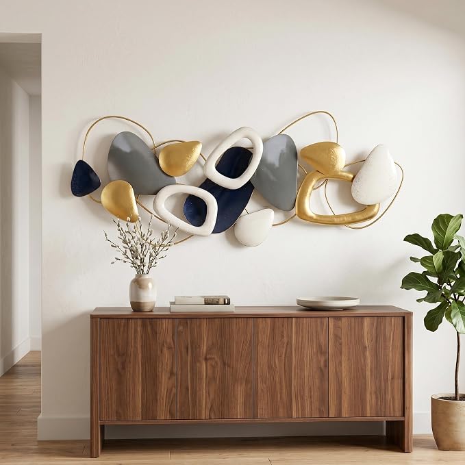 Axioglo 59" Large Wall Decor,3D Abstract Metal Wall Art for Living Room | 59" x 25" metal wall decor with layered metal texture, mounting hardware, two-way display - Image 5