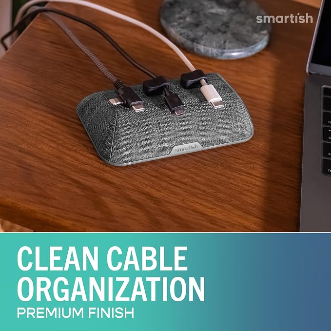 Smartish® Magnetic Cord Holder - Bigger Cable Wrangler Organizer with Magnet Clips for Charger Management on Desktop, Nightstand - Holds 6+ Cables - No. 2 Pencil Gray - Image 2