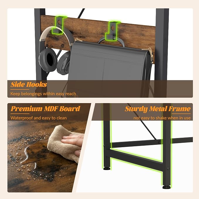 YOSHOOT 2 Person Computer Desk, 87" Long Gaming Desk for 2 People | Double Desk with 3 Fabric Drawers and 2 Power Outlets, Home Office Table for Adults and Teenagers, Rustic Brown - Image 5
