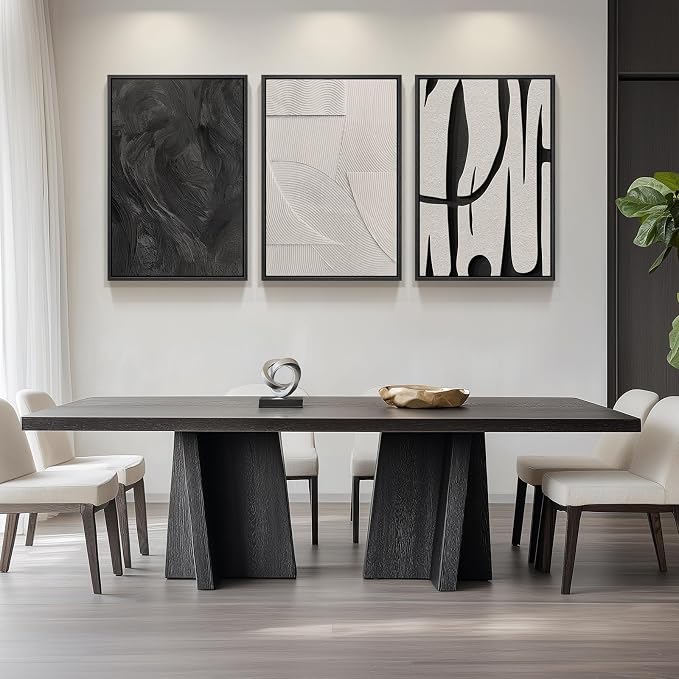 Large Framed Black and White Wall Art for Living Room, 3 Piece Abstract Canvas Prints Paintings, Modern Minimalist Artwork for Walls, Pictures Wall Decor for Office Dining Room Bedroom, 24x36 In - Image 8