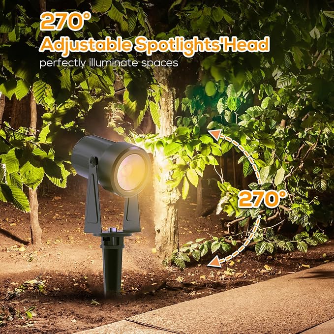 SUNTHIN Outdoor Landscape Lighting with Remote, RGBW Color Changing Spot Uplights, 6 Pack - Image 8