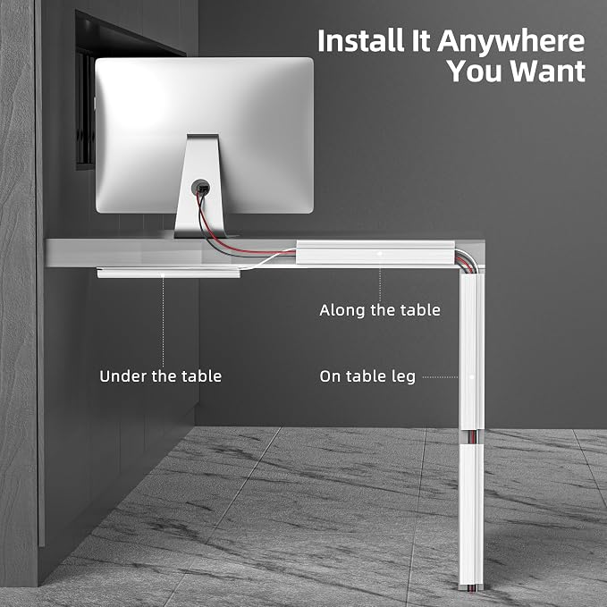 YECAYE Cable Management Under Desk, 6pack, White | Easy Install Adhesive Mount;Cord Hider;Cord Organizer;Wire Management;Wire Hider for Office Organization;Child & Pet Proof - Image 4