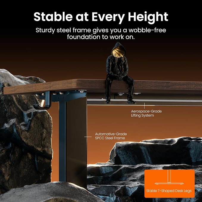 ErGear Height Adjustable Electric Standing Desk, 32 x 19 Inches Sit Stand up Desk, Memory Computer Home Office Desk, Dark Walnut - Image 5