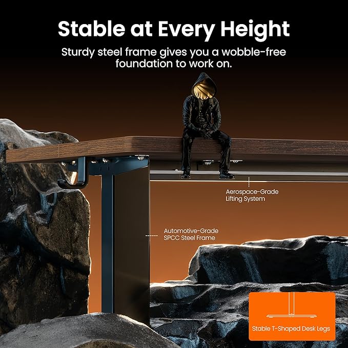 ErGear Height Adjustable Electric Standing Desk, 55 x 28 Inches Sit Stand up Desk, Memory Computer Home Office Desk, Dark Walnut - Image 5