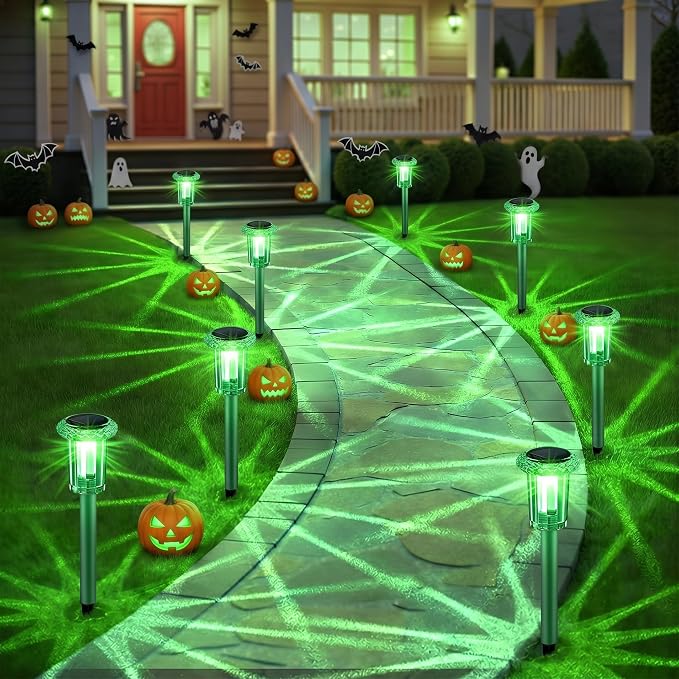 Eyrosa Solar Outdoor Lights, 10 Pack Solar Pathway Lights Outdoor Waterproof, Stainless Steel Stake Lighting for Garden Yard Path Walkway Driveway Patio Lawn Outside Décor,Green - Image 5